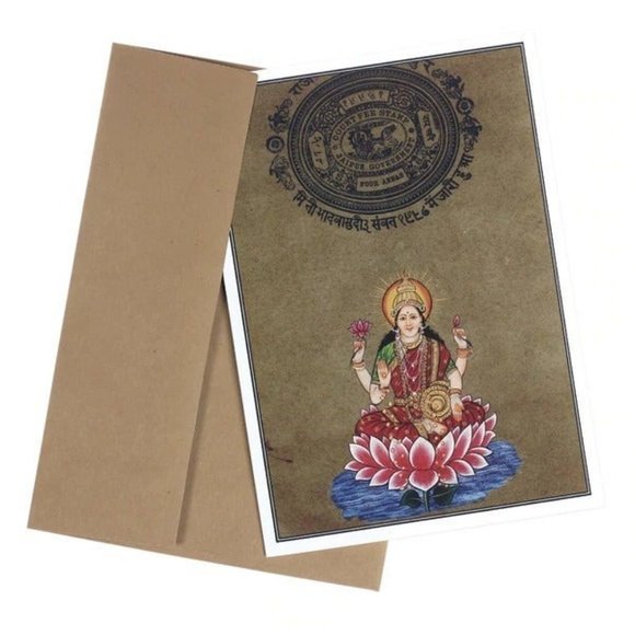 Lakshmi Ma Greeting Card Maha Laxmi India Deva Goddess of Wealth Prosperity Gift - Picture 4 of 5